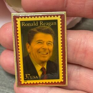 Ronald Reagan Postal Stamp Pin Vintage